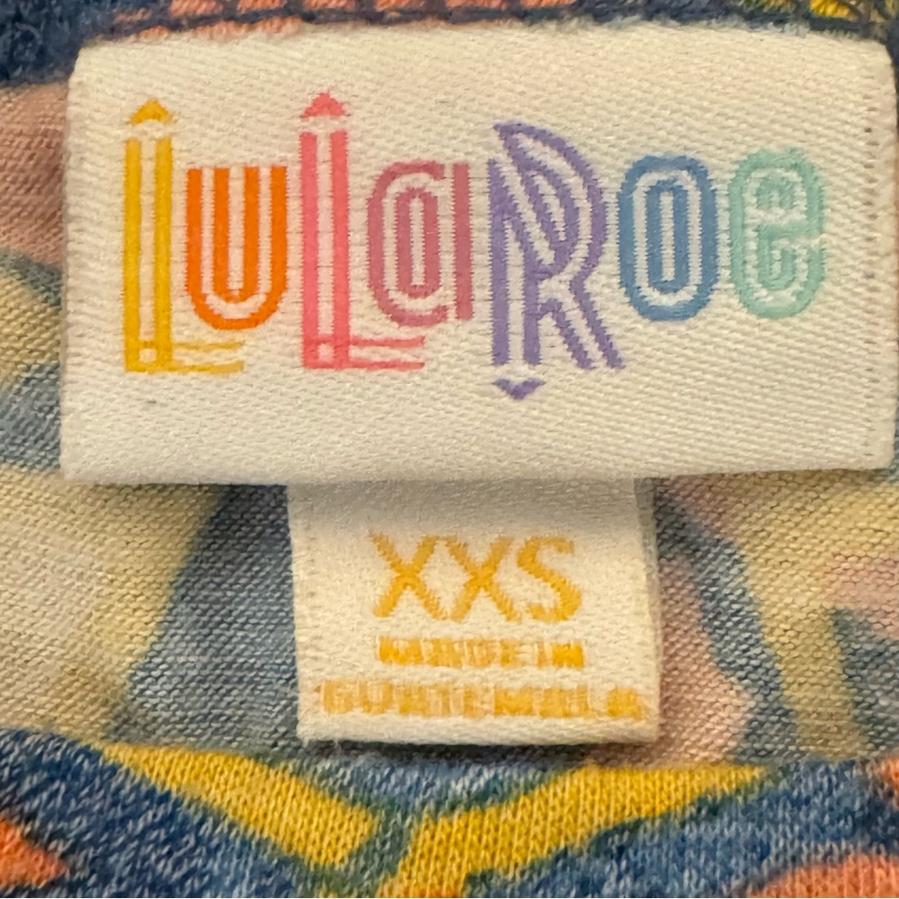LulaRoe blue pink orange yellow short sleeve knee length shirt dress sz XXS
b62 - Picture 2 of 4